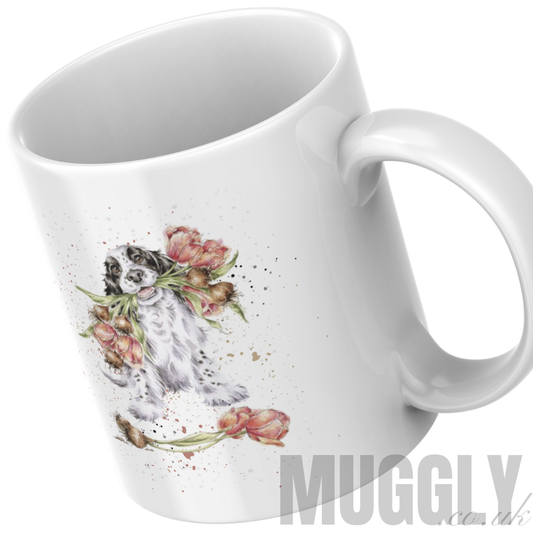 Dog with Tulips - Mug