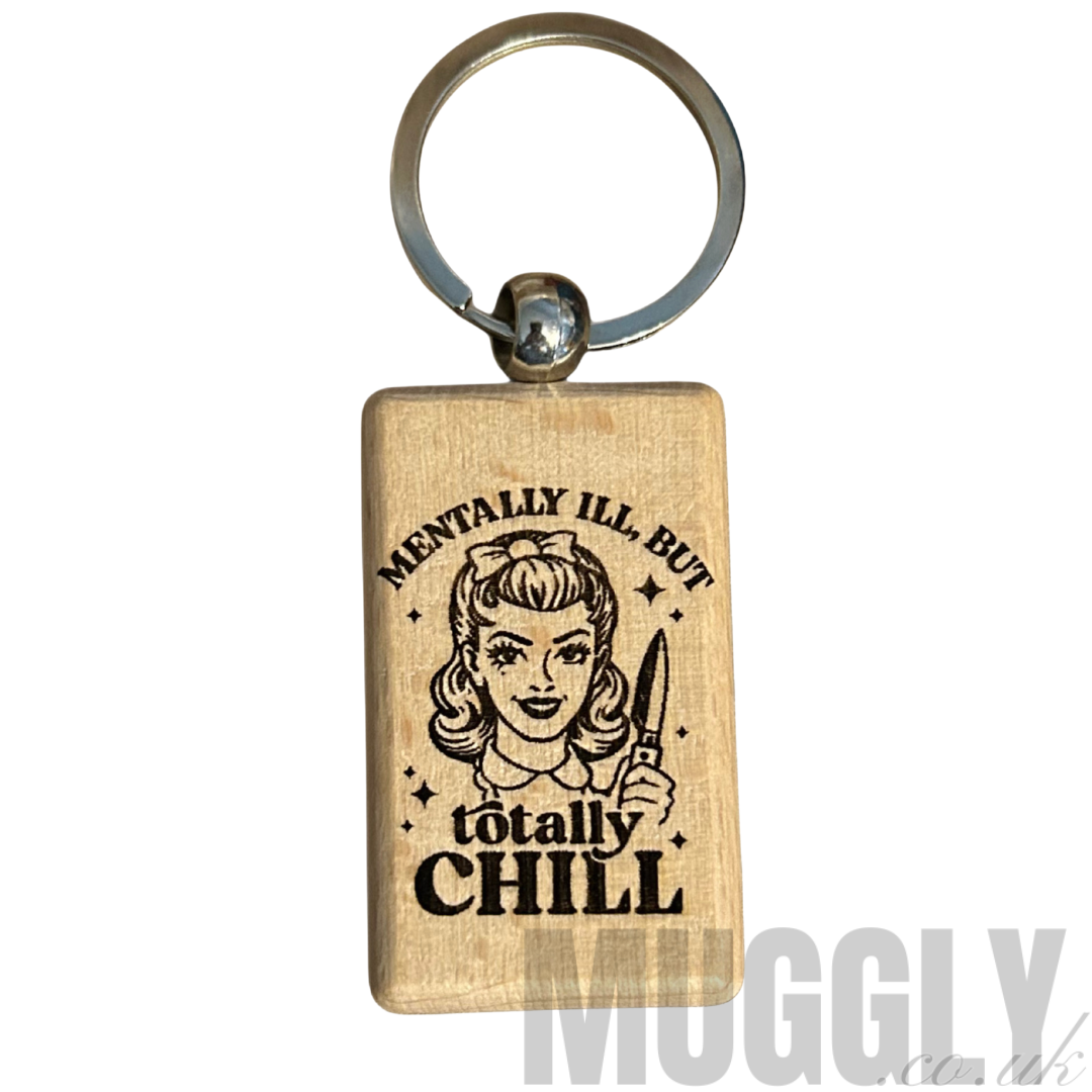 3 x 5cm Laser Engraved Wooden Keyrings