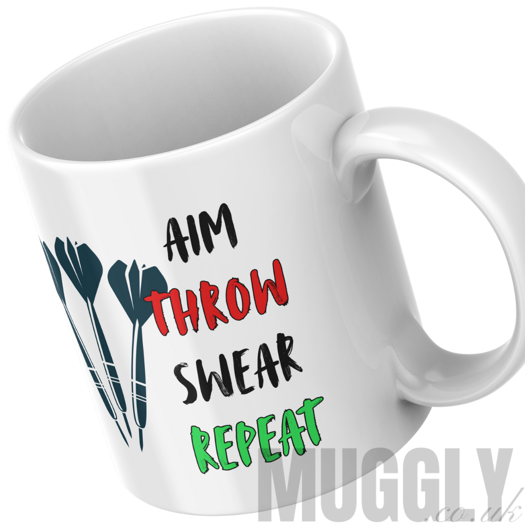 Aim Throw Swear Repeat- Mug