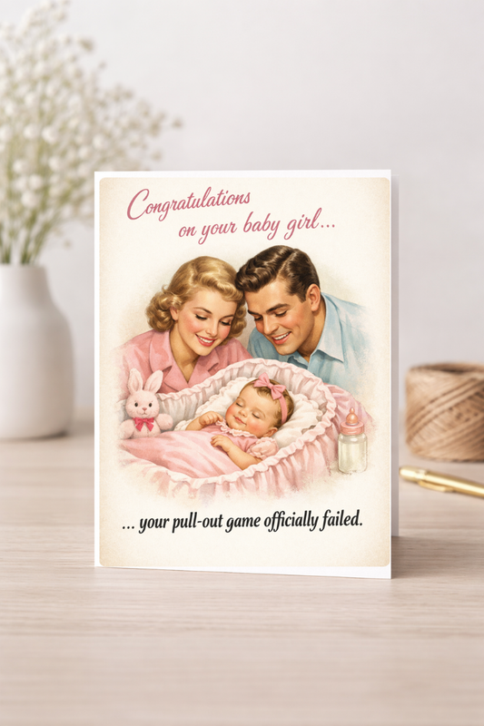 Pullout Game Failed - Retro Card