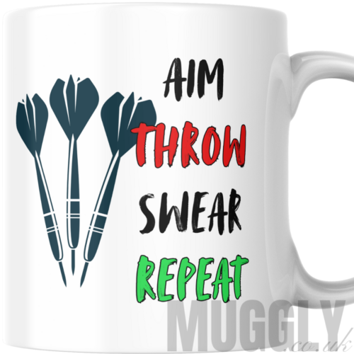 Aim Throw Swear Repeat- Mug – Muggly